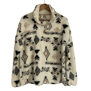 Warm & Cozy Lifestyle by Proof - Aztec Sherpa 1/4 Zip Pullover Jacket Size Large